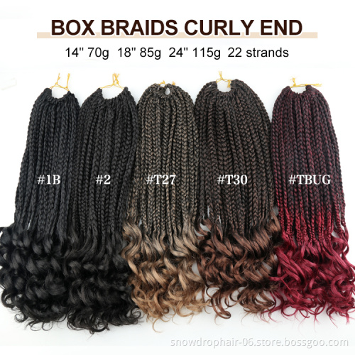 New Arrival Goddess Box Braids With Curly Ends Synthetic Bohemian Hair Extensions Crochet Curly End Box Braid